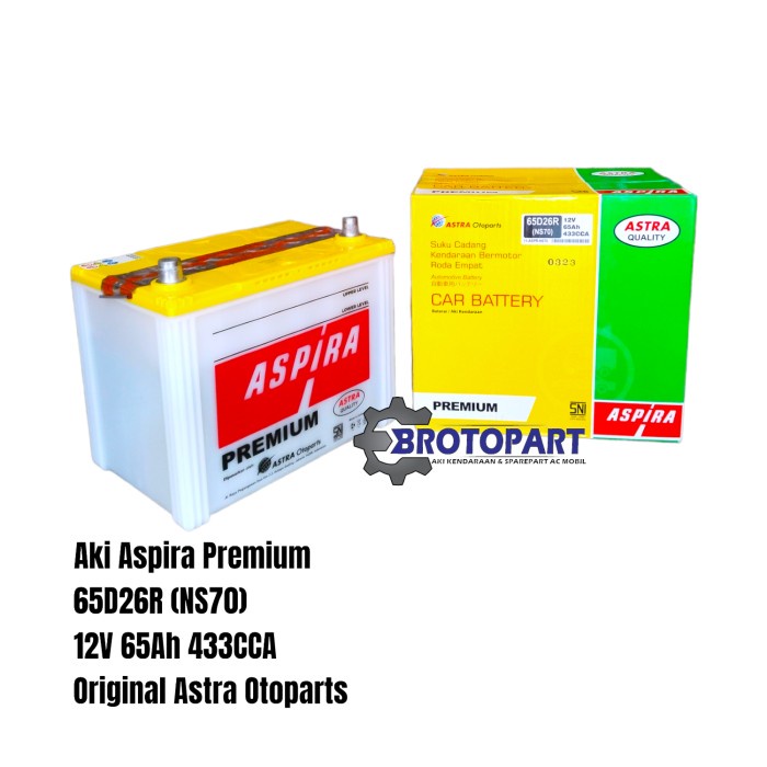 Aki Mobil Aspira Premium NS70 65D26R 65Ah Accu Original Astra Otoparts