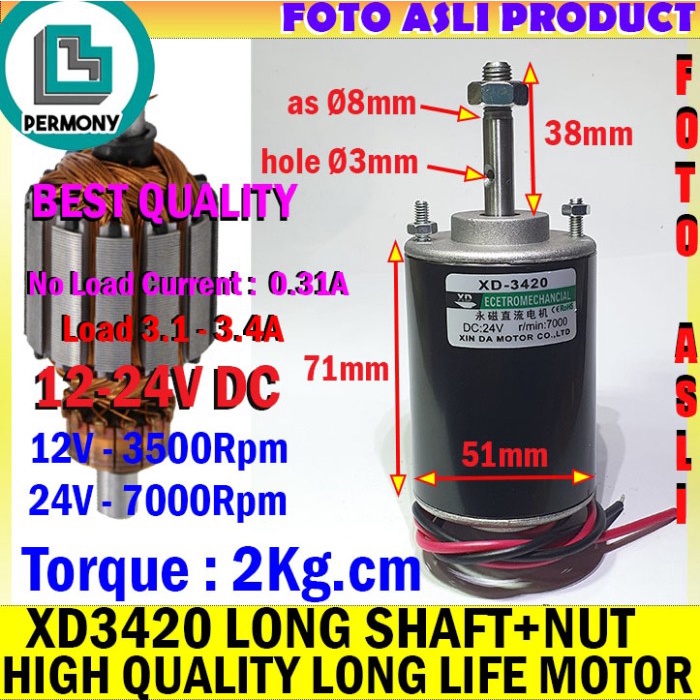 XD3420 Motor Dinamo XD-3420 High Quality Long shaft axis 3420 MUR