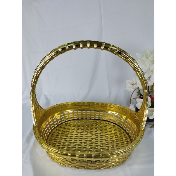 Keranjang Hampers Keranjang Parcel Bentuk Oval Warna Emas Box Keranjang Hantaran Mewah Keranjang Ses