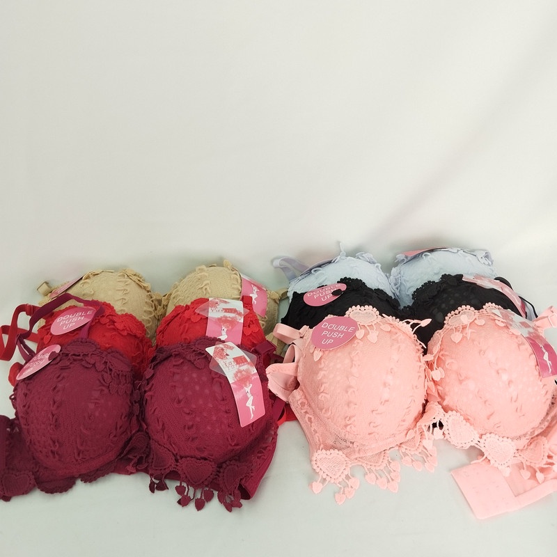 Bra Set BH dan CD Celana Dalam Wanita Setelan Pakaian Dalam Renda Love Set Bra Push Up Kawat Pakaian