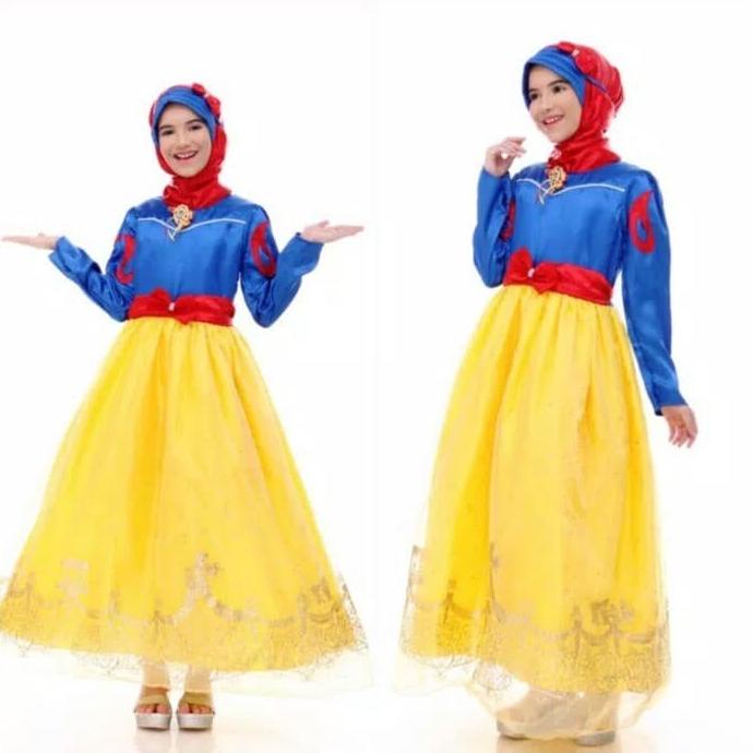 Kostum Dress Gaun Pesta Ultah Anak Princess Snow White Hijab Muslim