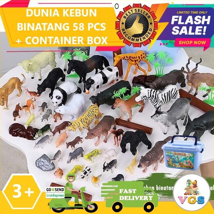 Mainan Anak Figure / Miniatur Kebun Binatang Zoo 58 Pcs