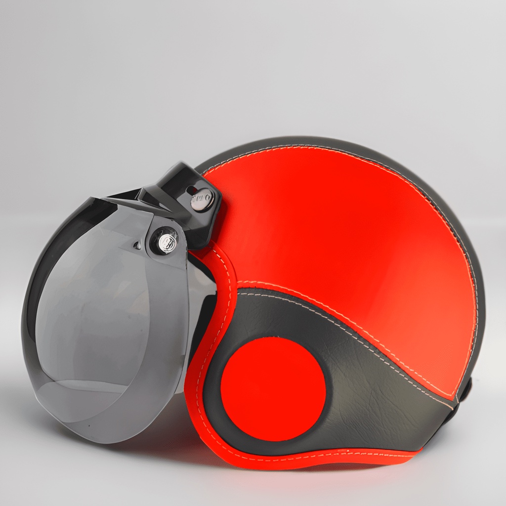 Helm anak bogo helem laki perempuan polos kaca cembung Merah Hitam