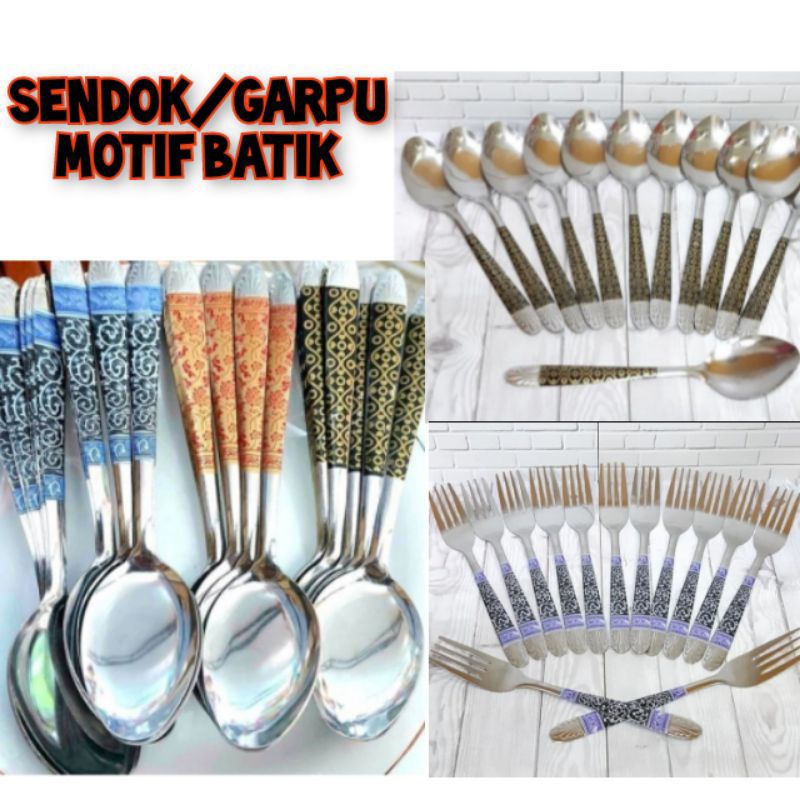 COD Sendok Garpu Batik 1 Lusin 12pcs / Sendok Makan LUSINAN
