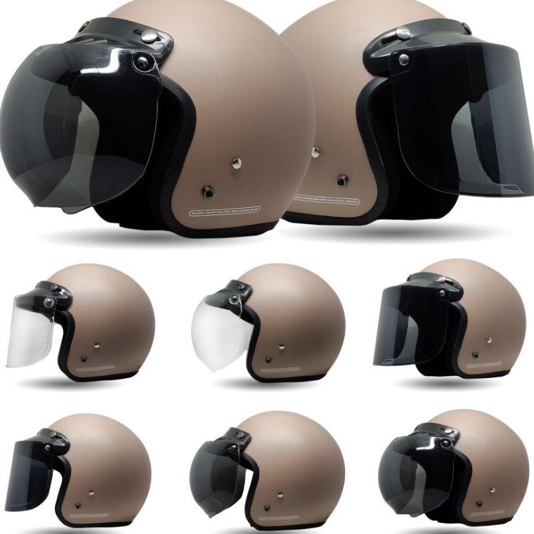 TREND TERBARU Helm Bogo Wanita Warna Coklat Susu Retro SNI