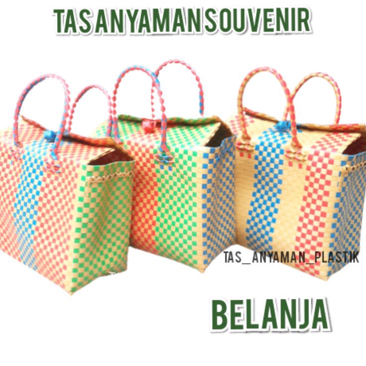 FQZP8979 5.5 COD READY Tas Anyaman Souvenir Belanja Custom Anyam Plastik Tas Hajatan Parcel Lebaran 