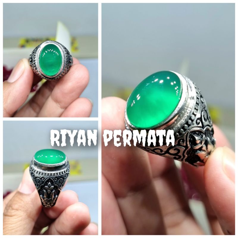 Cincin batu akik ijo garut/hijau garut giwang