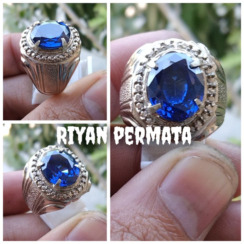 Cincin batu permata blue safir/king safir cutting