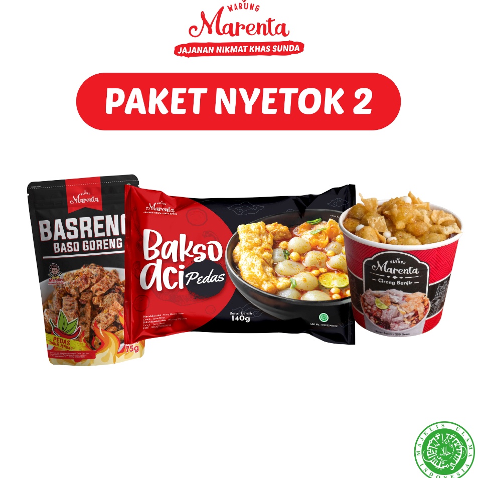 

Best Product MARENTA [ PAKET NYETOK 2 ] Baso Aci Pedas - Basreng Daun Jeruk - Cireng Banjir original