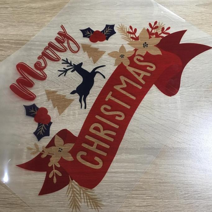 Terbaru Sticker Dekorasi - Pintu Kaca Christmas Transparan