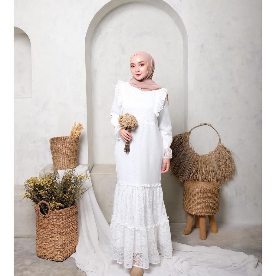 Best Terlaris SYF07 Busana Muslim Wanita Dilwa Dress Putih