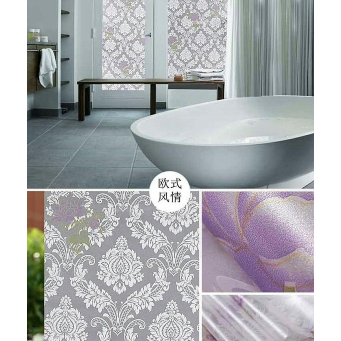 New Sticker Khusus Kaca Sunblast, Kode 275 Bunga Ungu Batik