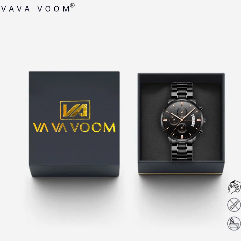 Terpercaya.. VAVAVOOM 214 Jam Tangan Pria Business Stainless Steel Analog Quartz Original Tahan Air 