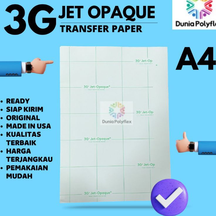 

FSWM0182 Ready Stok Transfer Paper 3G+ Jet Opaque A4