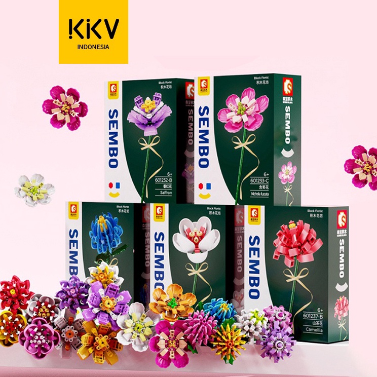 Ready Rzm KKV-SEMBO building blocks flowers/bouquet gift (warna bunga dikirimkan acak) ✻ ➝