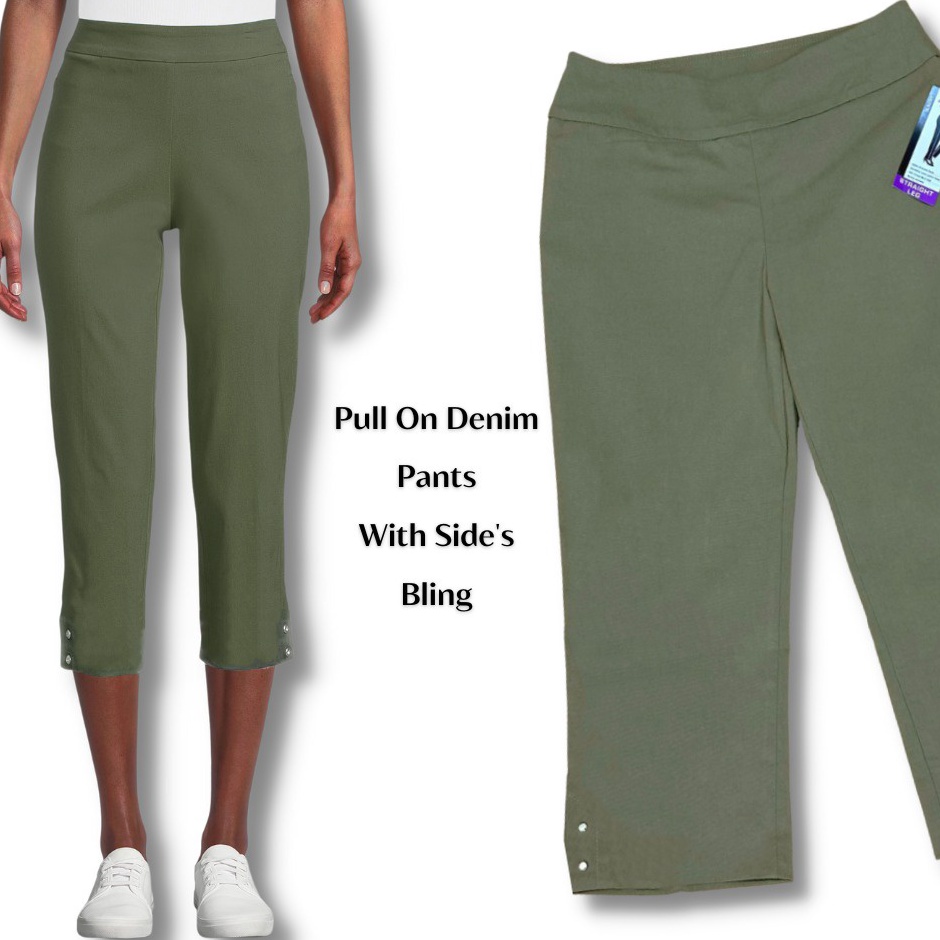 BLVR4169 >XG34448< Celana Capri Wanita Bahan Denim Stretch highwaist (ALD04 DENIM CAPRI)