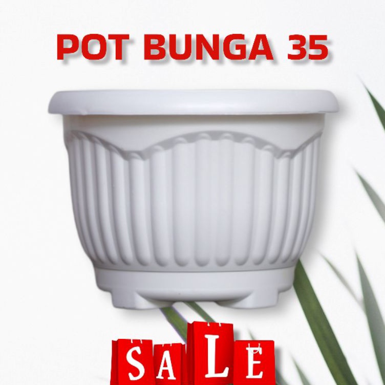 ¯ oP [NEW] Pot Bunga Putih 35 Noni | Pot Tanaman Plastik Besar Putih 35 Noni Grosir-