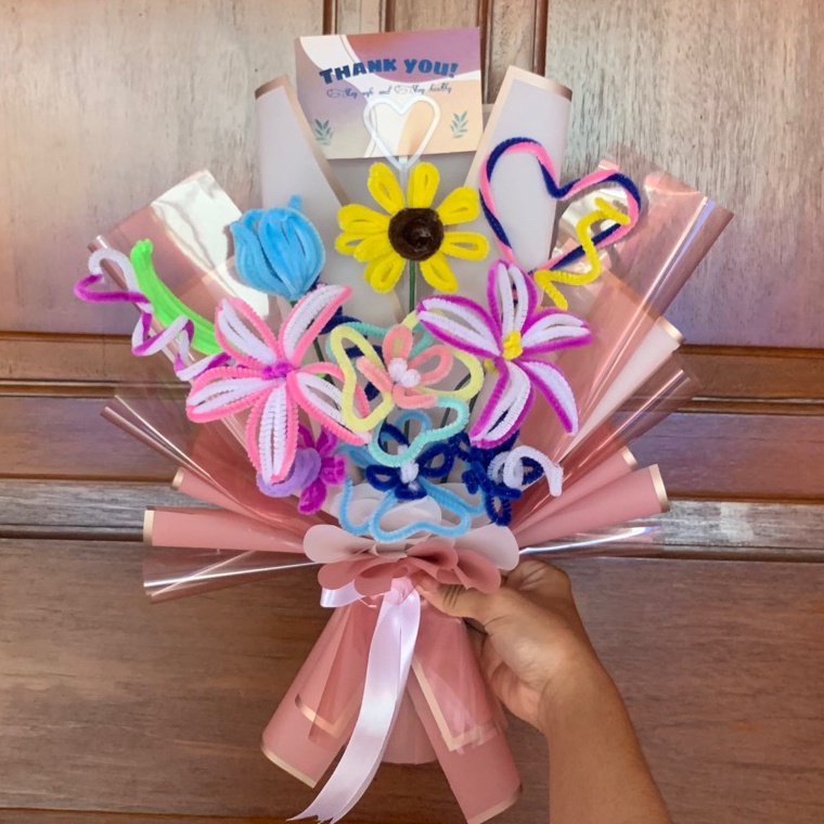 

GXGY1279 HOT READY STOCK Pipe cleaner bouquet | Buket kawat bulu | Flowers bouquet