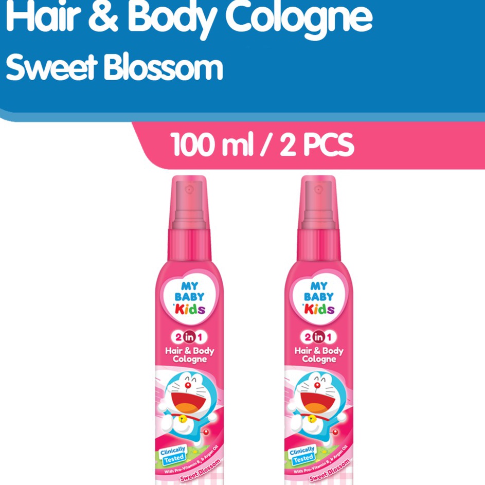 Real produk7o2Nc MY BABY Kids 2 in 1 Hair & Body Cologne Doraemon 100mL (2 pcs) - Parfum Minyak Wang