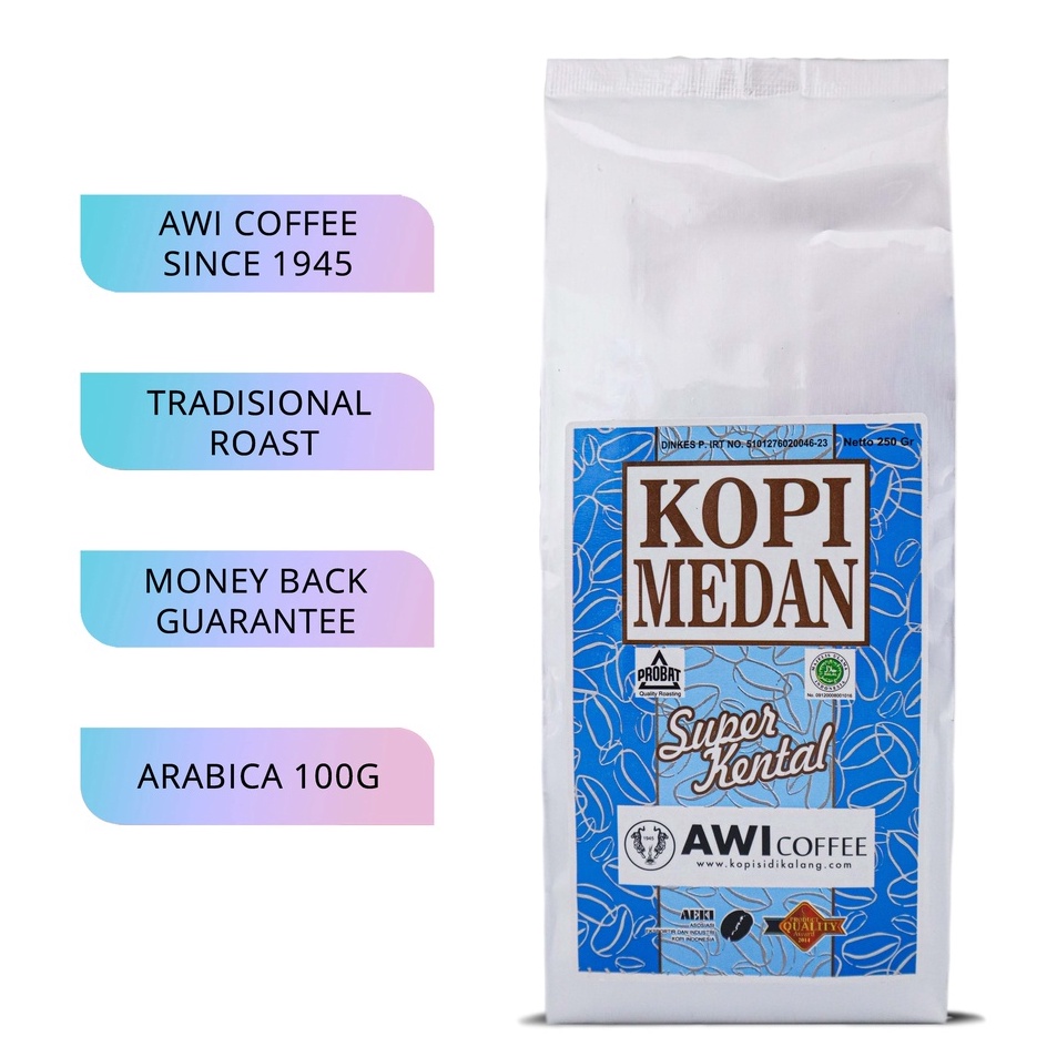 

Dijual Awi Kopi Medan 250Gr Bubuk | Ground Coffee Powder | Sidikalang Tradisional | Arabica Robusta Blend Ready