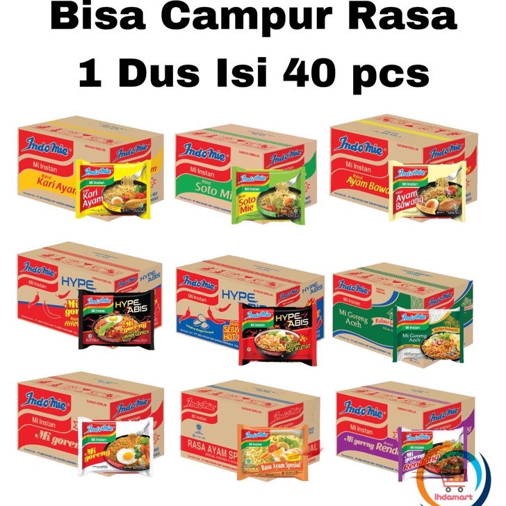 

Terkini Indomie Goreng, Soto, Ayam Bawang, Hype Abis, Kari Ayam BISA MIX 1 Dus Isi 40 pcs