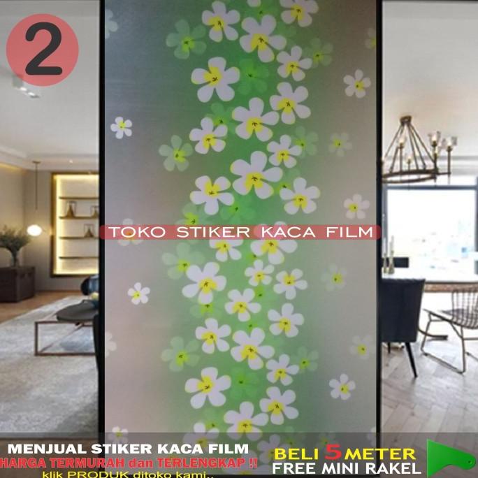 Promo Sticker Stiker Kaca Film Jendela Pintu Rumah Motif Bung Hijau