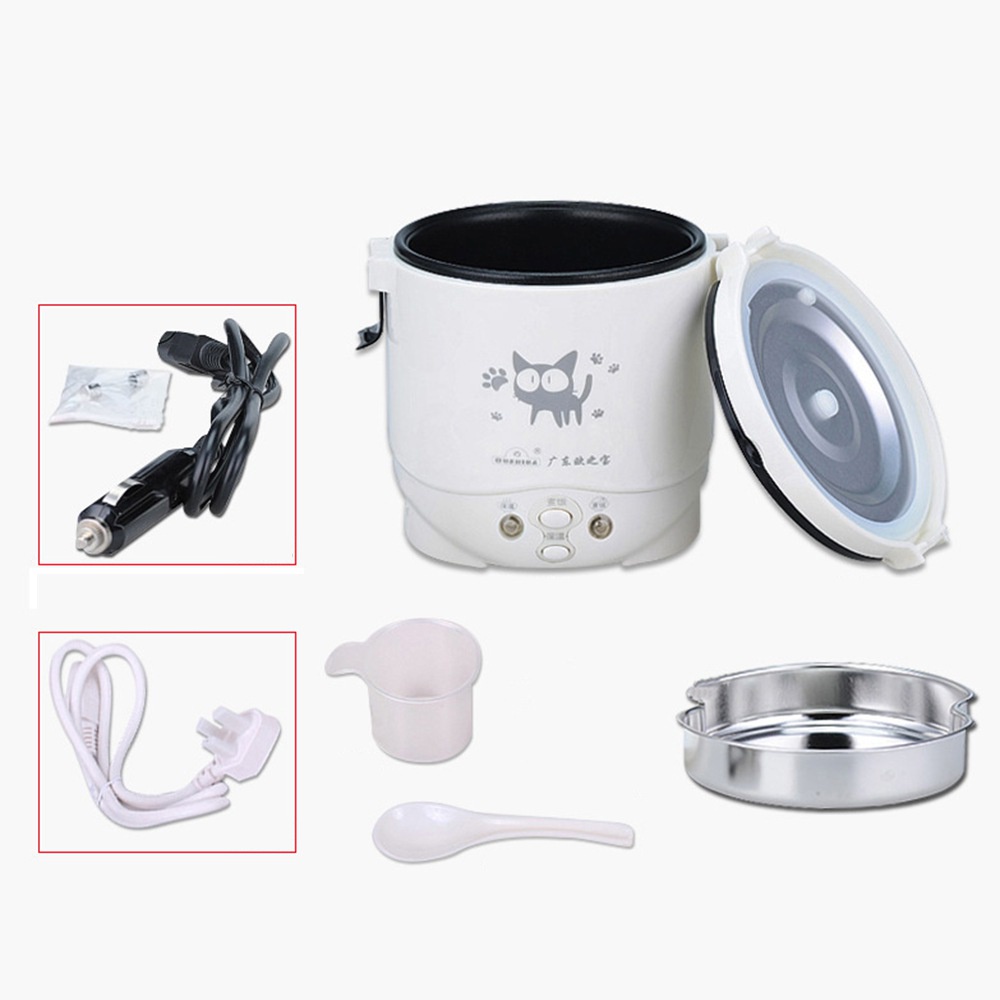 ❤Stainless Steel Multi-functional Rice Cooker Mini Rice Cooker Car Household Portable Rice Cooker 1L