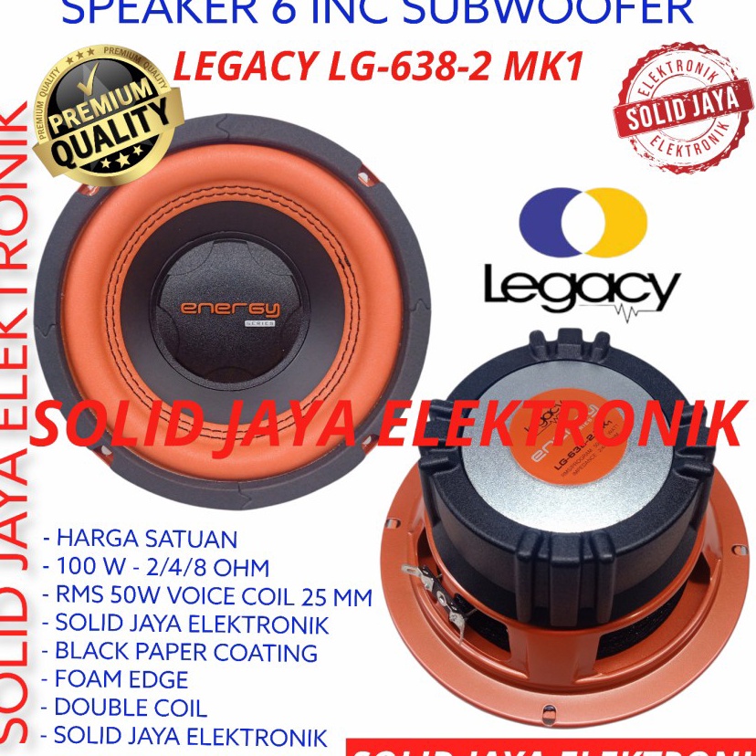 Terlaris SPEAKER SUBWOOFER LEGACY 6 INC LG-638-2-MK1 ENERGY DOUBLE COIL KOIL LG 638-2 INCH 638 2 SPE