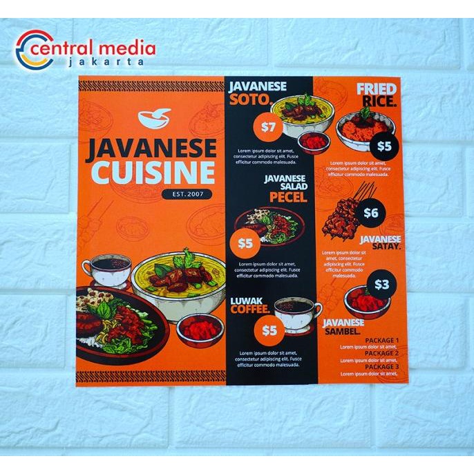 

Cetak A3+ Waterproof Anti Air Print Poster Menu Brosur Placemat