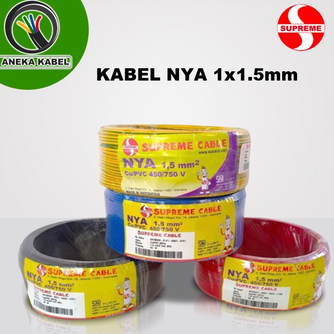 Ready Wwr Kabel Listrik NYA 1.5mm / Kabel Kawat Tunggal 1.5mm / Kabel NYA 1.5mm Merek Eterna Supreme