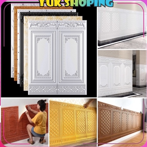 Promo ✧YUKSHOPING✧ Wallpaper Dinding 3D Foam Motif Pintu Batik 90 x 35cm Tebal 6mm | Wallpaper Walfo