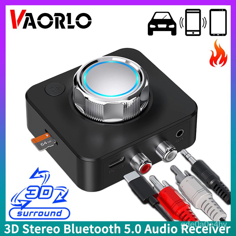 ✅&VAORLO 3D Bluetooth 5.0 Audio Receiver Surround Stereo Sound SD TF Card RCA 3.5mm AUX USB Wireless