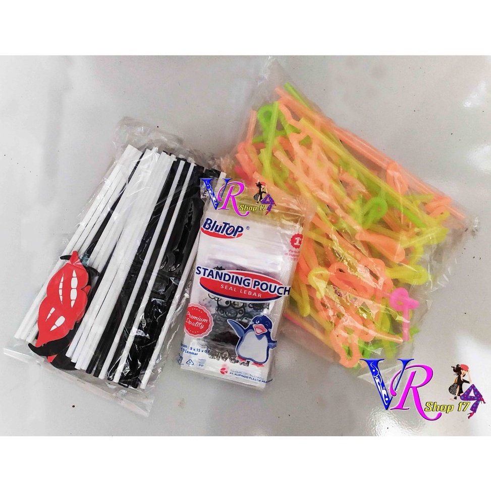 ー fg Paket Standing Pouch 9x15 cm Sablon Karakter / Plastik Pudot Puding Sedot / Pouch Minuman w Pal