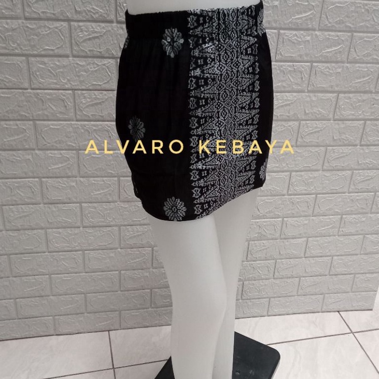 WTVJ4330 >XC26619<  rok span pendek katun hitam mini seksi panjang diatas lutut bawahan kebaya batik