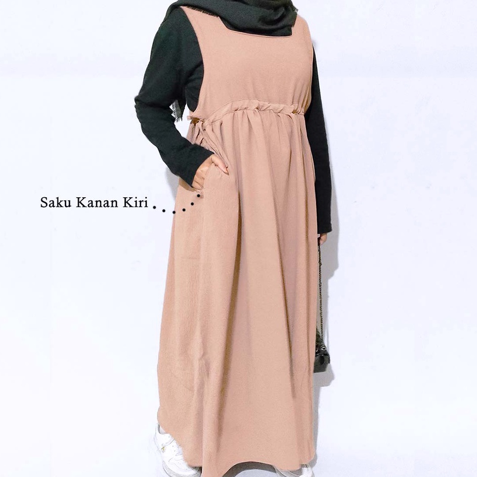 Terlaris (Part 1) ZLH Yura Overall - Dress Wanita Tanpa Lengan Crinkle Airflow Premium