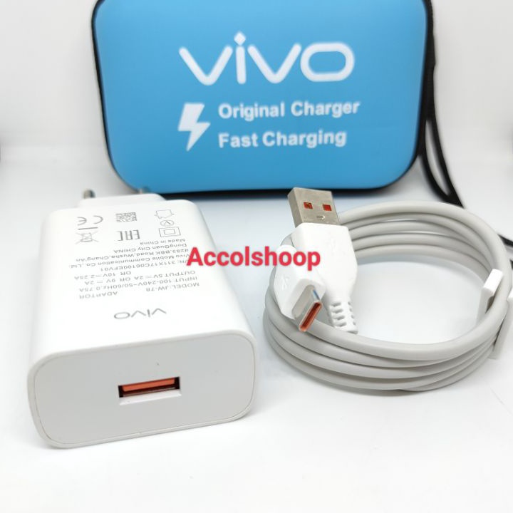 Charger Vivo Fast Charging Kabel Data Tipe C  Plus Dompet Charger