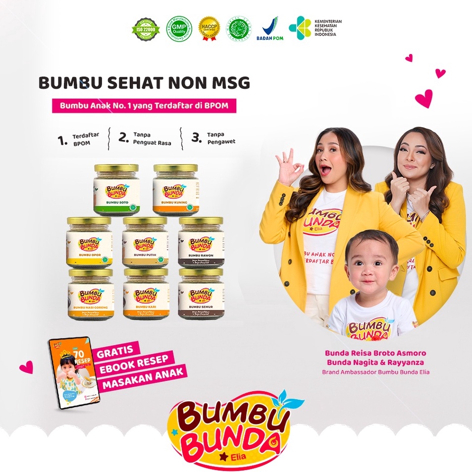 

Bumbu Bunda Elia BPOM Bumbu Non MSG / Bumbu MPASI / Kaldu MPASI / Kaldu Bayi / Bumbu Soto Bumbu Opor Bumbu Putih Bumbu Kuning Bumbu Rawon Bumbu Kari Bumbu Nasi Goreng Bumbu Semur