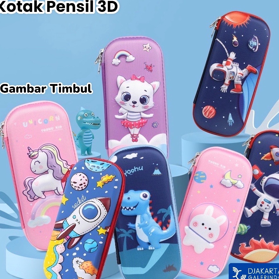 

DWRR4275 ORIGINAL% Kotak Pensil 3D Tempat Pensil 3D Gambar Lucu Timbul anti air waterproof Unicorn elsa frozen Dino