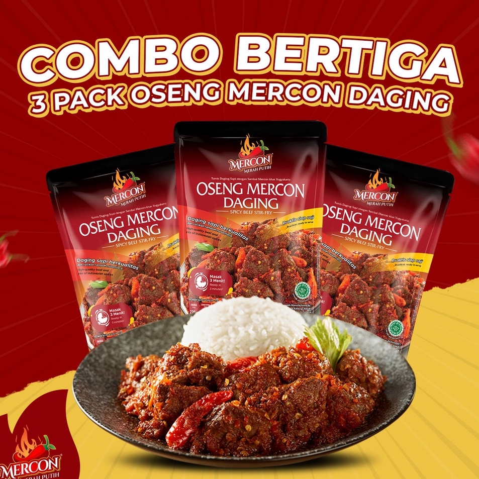 

Laris Mercon Merah Putih - Hemat Combo Bertiga || 3 x Oseng Mercon Daging Ready