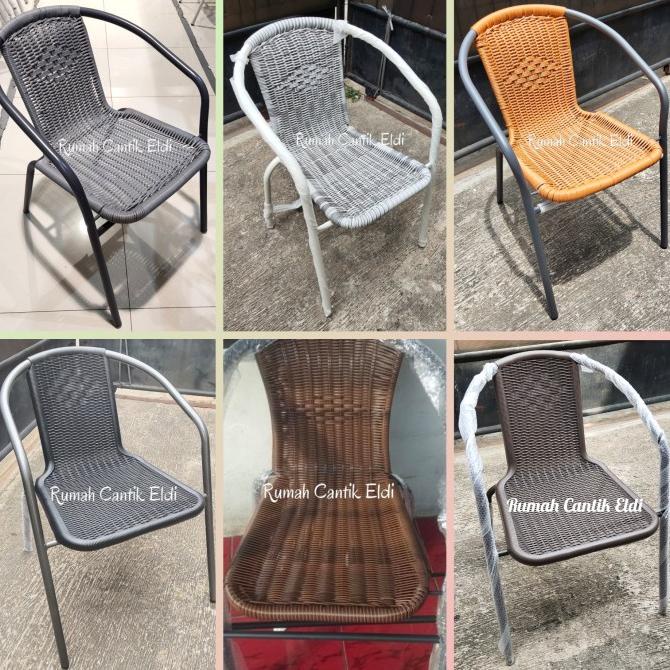 Kursi Teras / Taman / Outdoor, Bahan Besi, Tahan Air, Motif Rotan