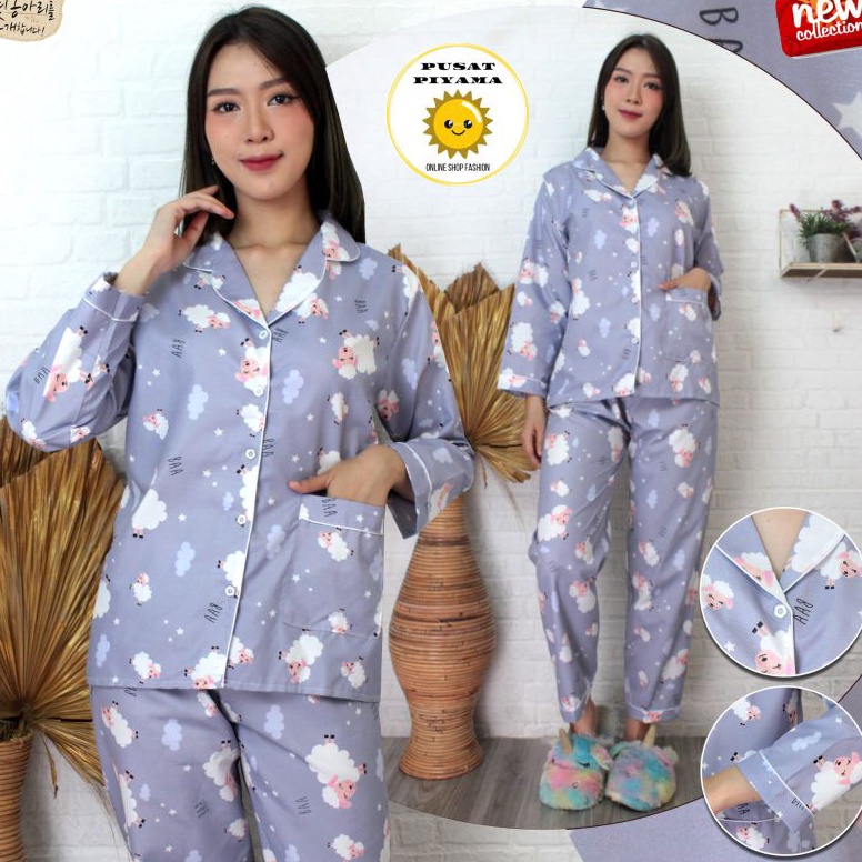 SHOPEE 9.9 Setelan Piyama Wanita Motif Lucu Baju Tidur Cewek Kekinian Abg ,.,.,.,.,.,