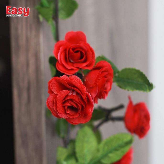 New Bunga Mawar Rambat Plastik Artificial Tanaman Hias Bunga Rose Rambat