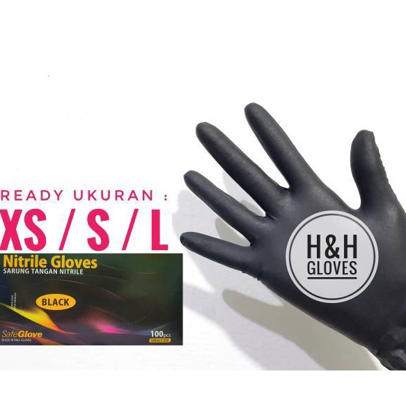 Sarung Tangan Nitrile Safe Glove Black /Sarung Tangan Karet/Sarung Tangan /Safe Glove Black -  