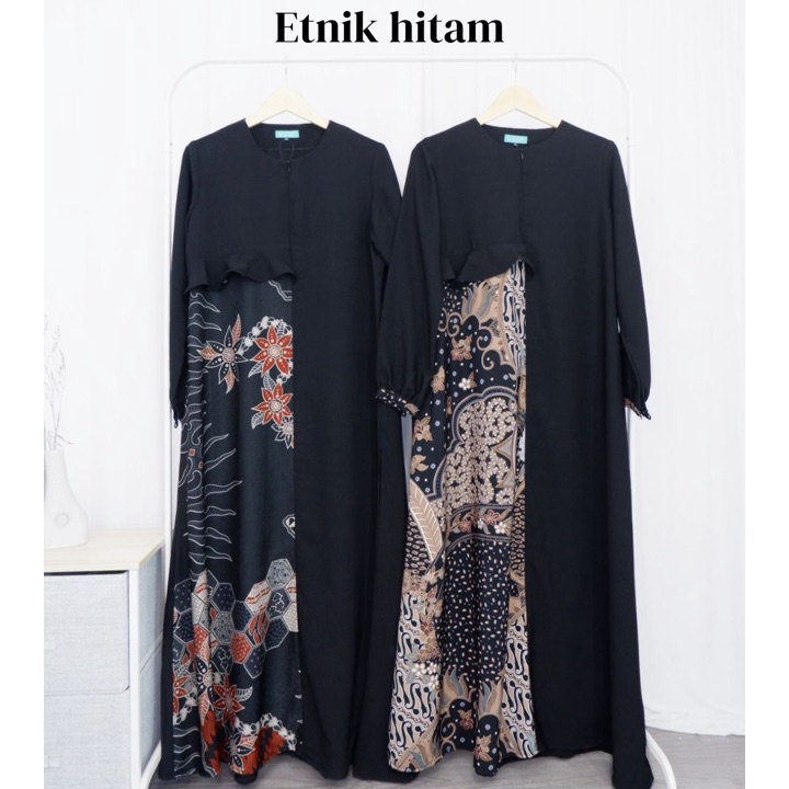 Terlaris abaya gamis batik | gamis etnik | abaya batik | batik couple Ready Stock