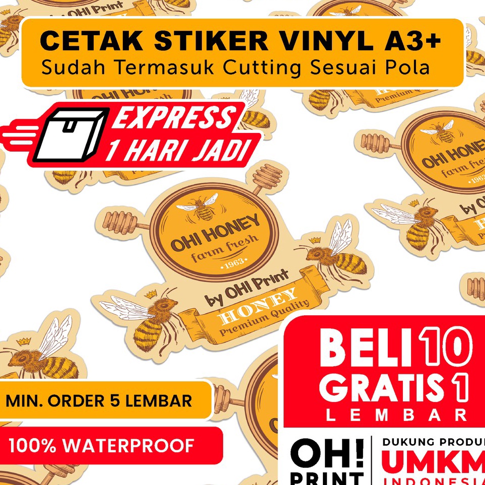 

BPXY3039 ORIGINAL% Cetak Stiker Vinyl A3+ SEHARI JADI | Cetak Stiker Label Kemasan | Label Usaha Makanan