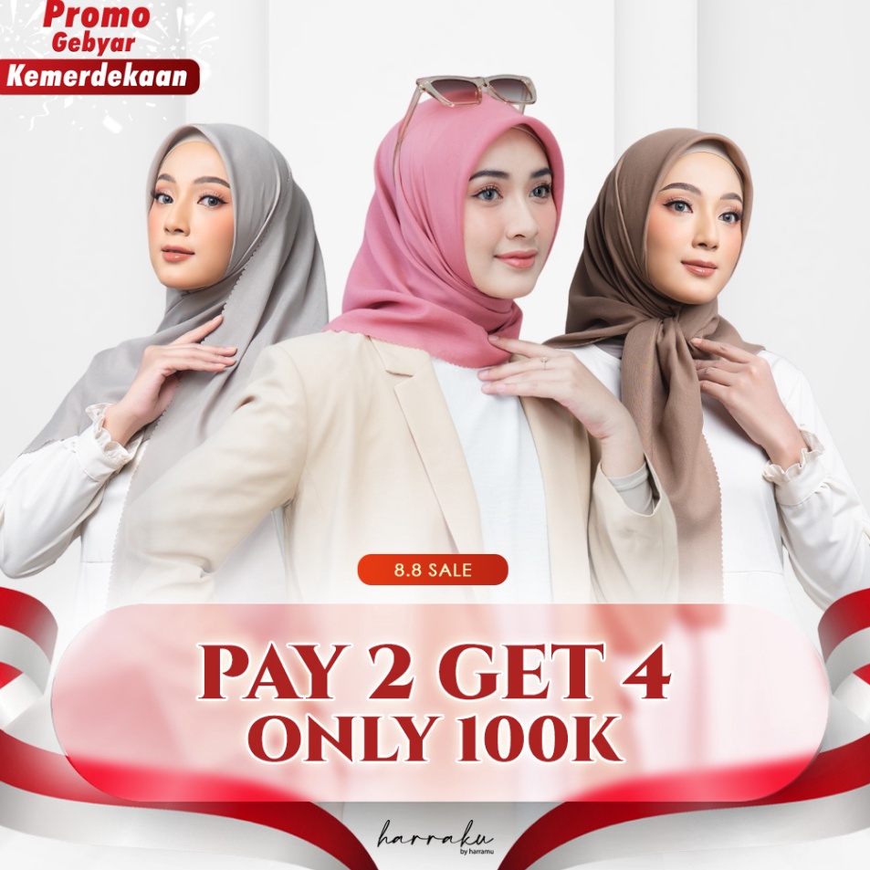 MLZY1984 Terbaru HARRAMU Kerudung Segiempat Polos Paket Bundling Polos - Jilbab Voal Paris Premium H