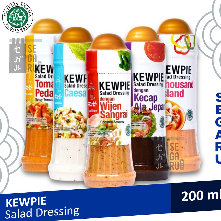 

KEWPIE Salad Dressing Caesar, Thousand Island, Wijen Sangrai, Tomat Pedas, Kecap ala Jepang Botol