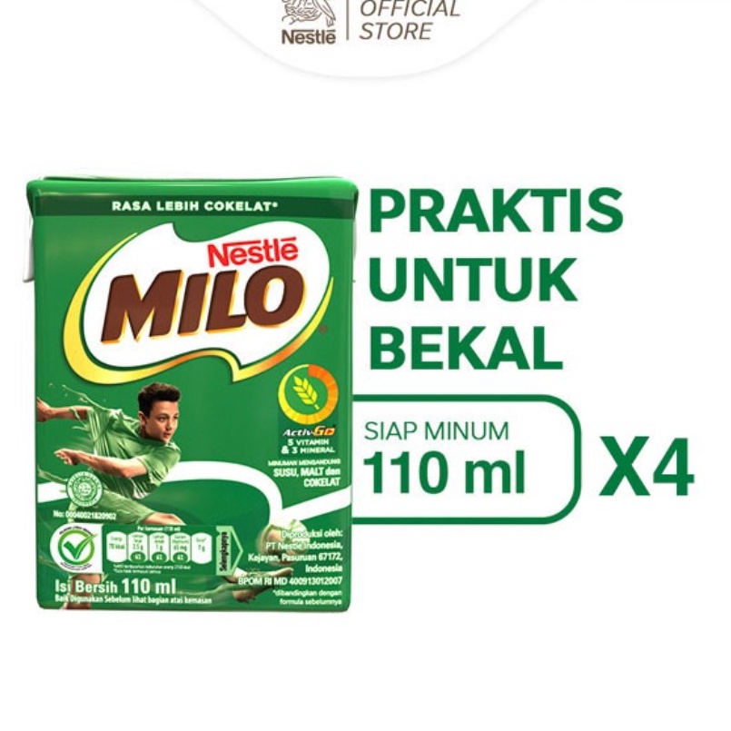 

➼➳✿✯ Milo Activ-Go Minuman Mengandung Susu dan Cokelat UHT Multipack 110ml x4 Diskon Promo