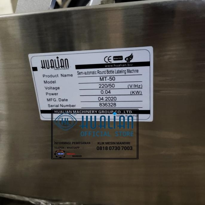 

Mesin Labeling Tempel Stiker Botol Semi Auto MT-50 Hualian