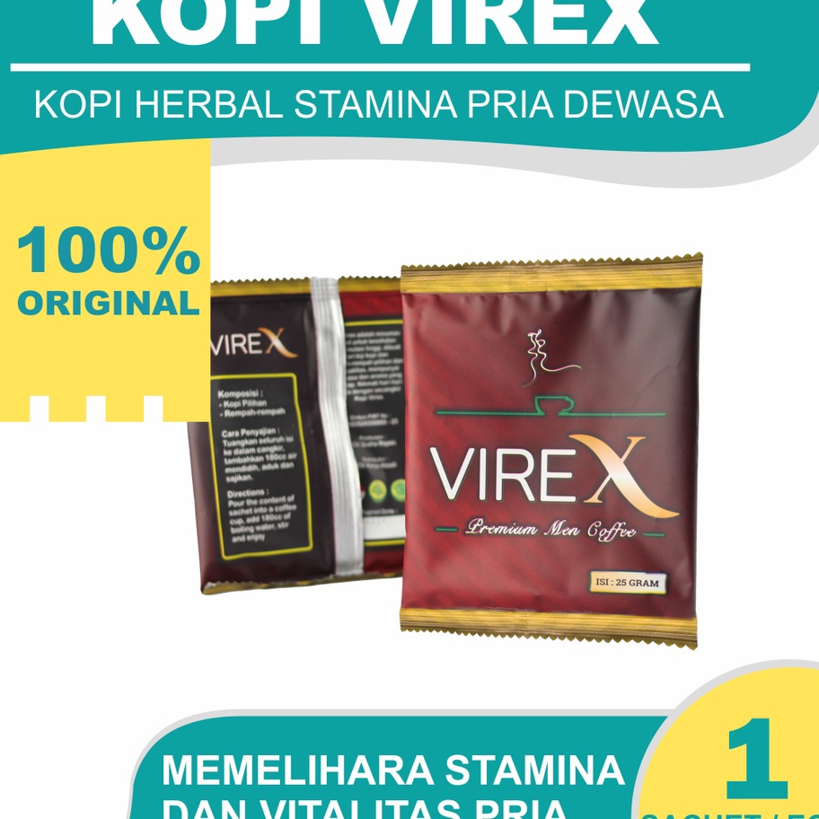 Bestseller NEW PACKAGING 2022 | SUDAH BPOM!! Kopi Stamina Pria Wanita Terbaik - Kopi Kuat Virex - 1 